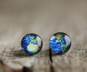 Földgömb nemesacél beszúrós fülbevaló