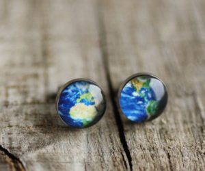 Földgömb nemesacél beszúrós fülbevaló