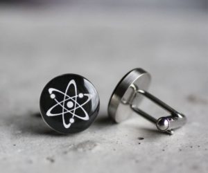 Atom nemesacél mandzsettagombok (fekete)