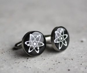 Atom nemesacél mandzsettagombok (fekete)