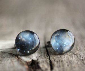 Sötétkék világűr nemesacél mandzsettagombok