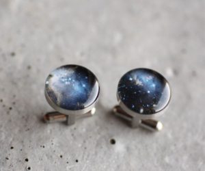 Sötétkék világűr nemesacél mandzsettagombok
