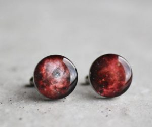 Piros világűr nemesacél mandzsettagombok