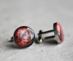 Piros világűr nemesacél mandzsettagombok