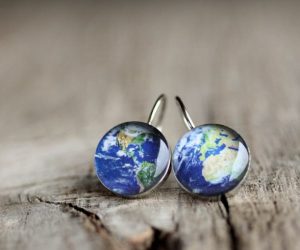 Földgömb nemesacél függő fólbevalók - Övcsatbolt