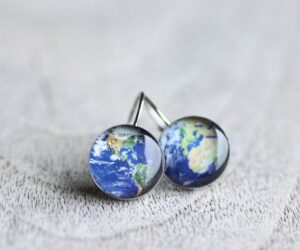 Földgömb nemesacél függő fólbevalók - Övcsatbolt