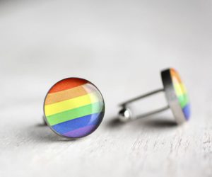 Szivárvány nemesacél mandzsettagombok