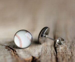 Baseball labda orvosi acél fülbevaló - Övcsatbolt