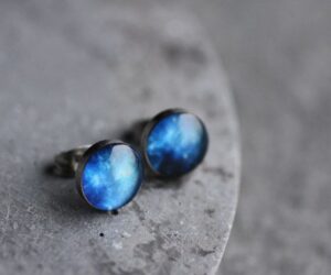 kék világűr nemesacél fülbevalók - Övcsatbolt