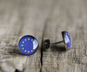 EU zászló nemesacél pötty fülbevalók