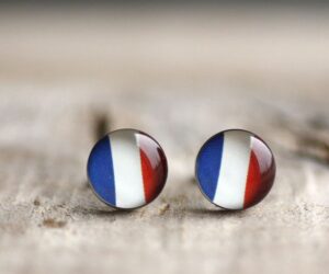 Francia zászló orvosi acél fülbevaló - Övcsatbolt
