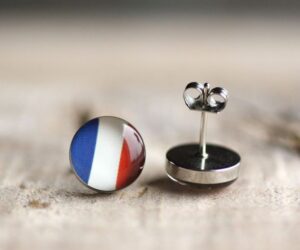 Francia zászló orvosi acél fülbevaló - Övcsatbolt