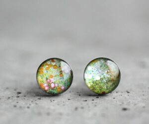 Virágoskert orvosi acél pötty fülbevalók - Övcsatbolt