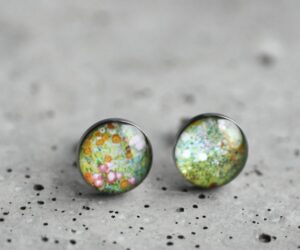 Virágoskert orvosi acél pötty fülbevalók - Övcsatbolt