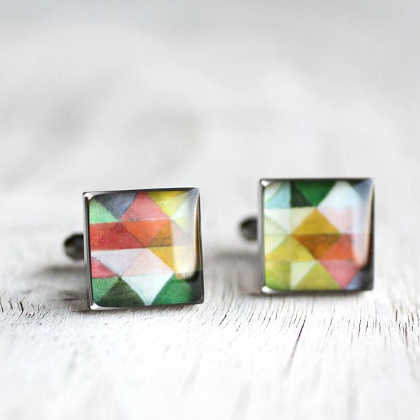 Színes geometrikus mandzsettagombok - Övcsatbolt