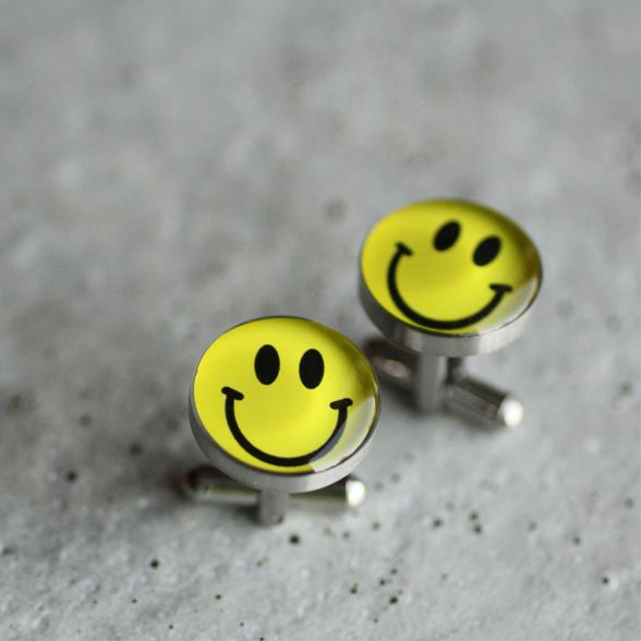 Smiley nemesacél mandzsettagombok - Övcsatbolt