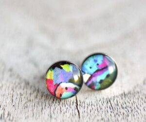 Kandinsky lila nemesacél pötty fülbevalók - Övcsatbolt