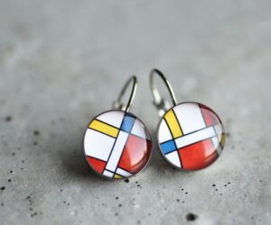 Mondrian nemesacél függő fülbevalók - Övcsatbolt