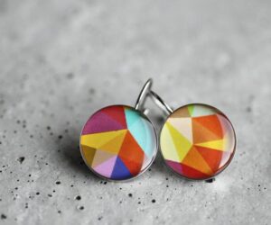 Színes geometrikus nemesacél függő fülbevalók - Övcsatbolt