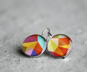 Színes geometrikus nemesacél függő fülbevalók - Övcsatbolt